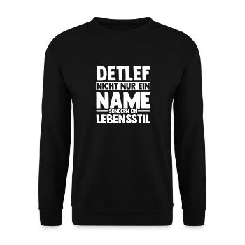 Vorname Detlef - Unisex Pullover - Schwarz - Vorne - Alina (178cm) & Michal (187cm)