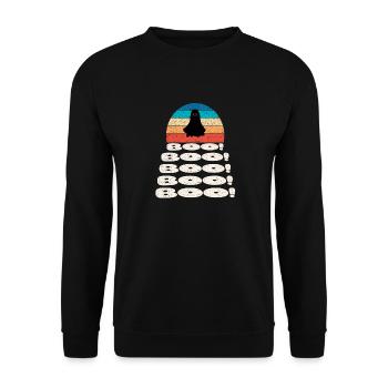 Retro vintage Sunset Halloween Geisterstun - Unisex Pullover - Schwarz - Vorne - Alina (178cm) & Michal (187cm)