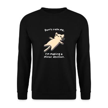 Hetze mich nicht. Ich treffe eine kleine Entscheidung. - Unisex Pullover - Schwarz - Vorne - Alina (178cm) & Michal (187cm)
