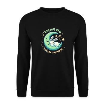Aim For The Moon. Cute, Tired sleeping Rabbit. - Unisex Sweatshirt - black - Front - Alina (178cm) & Michal (187cm)