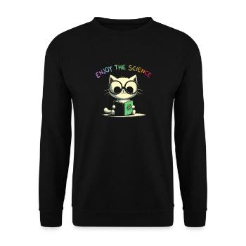 Enjoy The Science. Cute School Cat. - Unisex Sweatshirt - black - Front - Alina (178cm) & Michal (187cm)