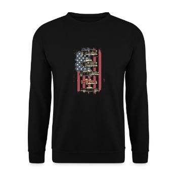 Vintage Class Muscle Car Retro American Flag - Unisex Pullover - Schwarz - Vorne - Alina (178cm) & Michal (187cm)