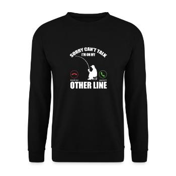 Funny Fishing Dad Funny Reel Cool Fish Bass - Unisex Pullover - Schwarz - Vorne - Alina (178cm) & Michal (187cm)