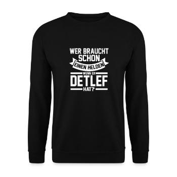Vorname Detlef - Unisex Pullover - Schwarz - Vorne - Alina (178cm) & Michal (187cm)