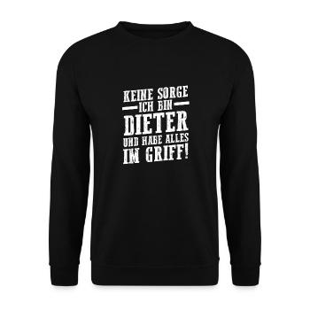 First name Dieter - Unisex Sweatshirt - black - Front - Alina (178cm) & Michal (187cm)