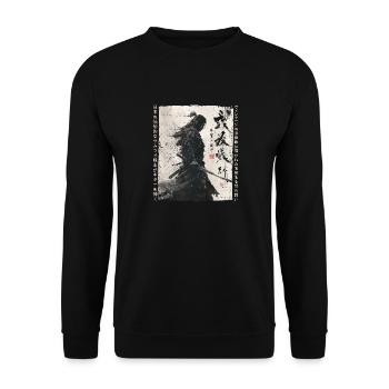 Samurai Fighter - Japanese Ukiyo-e Artwork - Unisex Sweatshirt - black - Front - Alina (178cm) & Michal (187cm)