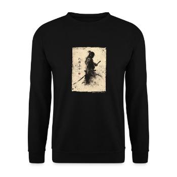 Samurai Fighter - Japanese Ukiyo-e Artwork - Unisex Sweatshirt - black - Front - Alina (178cm) & Michal (187cm)