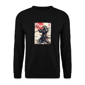 Samurai Fighter - Japanese Ukiyo-e Artwork - Unisex Sweatshirt - black - Front - Alina (178cm) & Michal (187cm)