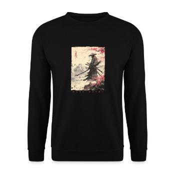 Samurai Fighter - Japanese Ukiyo-e Artwork - Unisex Sweatshirt - black - Front - Alina (178cm) & Michal (187cm)