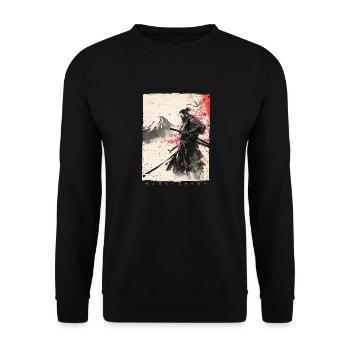 Samurai Fighter - Japanese Ukiyo-e Artwork - Unisex Sweatshirt - black - Front - Alina (178cm) & Michal (187cm)