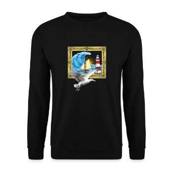 Mouette Mouettes maritimes Phare des oiseaux de mer - Sweat-shirt Unisexe - noir - Devant - Alina (178cm) & Michal (187cm)