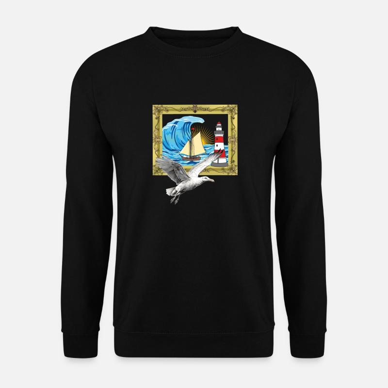 Seagull Maritime Seagulls Seabirds Lighthouse - Unisex Sweatshirt - black