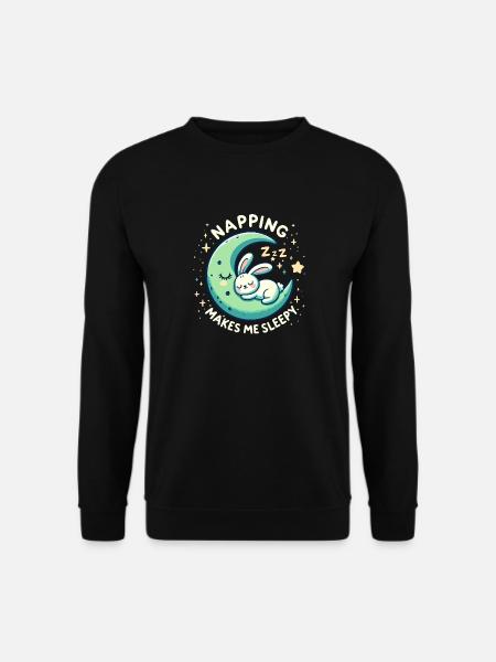 Ein Nickerchen macht mich schläfrig. Süßes Kaninchen. - Unisex Pullover - Schwarz