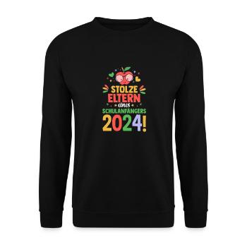 Eltern Schulkind Grundschule Erste Klasse Einschul - Unisex Pullover - Schwarz - Vorne - Alina (178cm) & Michal (187cm)