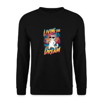 chat avec une biere à la plage - humour - Sweat-shirt Unisexe - noir - Devant - Alina (178cm) & Michal (187cm)