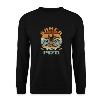 Gamer seit 1970 - Gaming Geburtstagsgeschenk 1970 - Unisex Pullover - Schwarz - Vorne - Alina (178cm) & Michal (187cm)