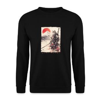 Chat samouraï Kawaii Chat ninja japonais - Sweat-shirt Unisexe - noir - Devant - Alina (178cm) & Michal (187cm)