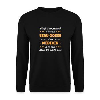 médecin - Sweat-shirt Unisexe - noir - Devant - Alina (178cm) & Michal (187cm)