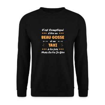 taxi - Sweat-shirt Unisexe - noir - Devant - Alina (178cm) & Michal (187cm)