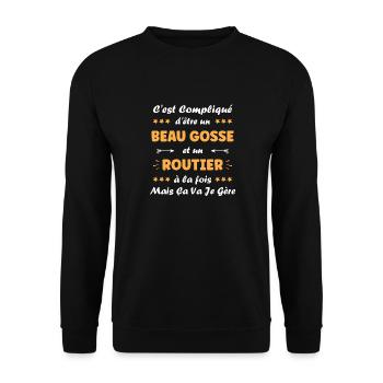 routier - Sweat-shirt Unisexe - noir - Devant - Alina (178cm) & Michal (187cm)