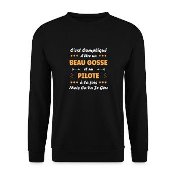 pilote - Sweat-shirt Unisexe - noir - Devant - Alina (178cm) & Michal (187cm)