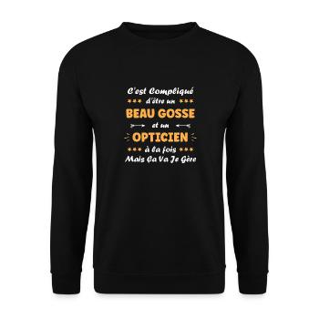 opticien - Sweat-shirt Unisexe - noir - Devant - Alina (178cm) & Michal (187cm)