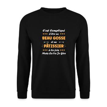 pâtissier - Sweat-shirt Unisexe - noir - Devant - Alina (178cm) & Michal (187cm)