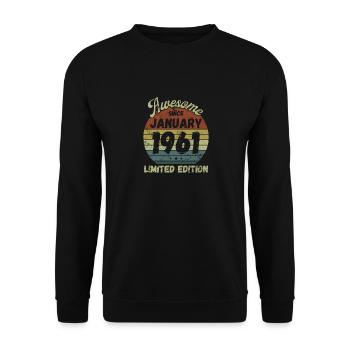 Awesome since January 1961 - Geburtstag - Unisex Pullover - Schwarz - Vorne - Alina (178cm) & Michal (187cm)