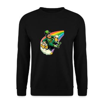 Leprechaun (Irish Leprechaun) on Rainbow - Unisex Sweatshirt - black - Front - Alina (178cm) & Michal (187cm)