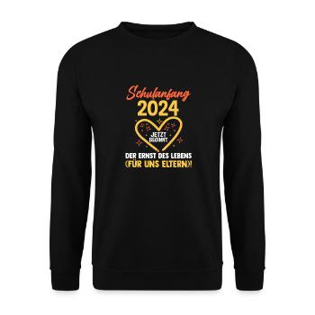 Eltern Schulkind Grundschule Erste Klasse Einschul - Unisex Pullover - Schwarz - Vorne - Alina (178cm) & Michal (187cm)