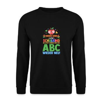 Eltern Schulkind Grundschule Erste Klasse Einschul - Unisex Pullover - Schwarz - Vorne - Alina (178cm) & Michal (187cm)