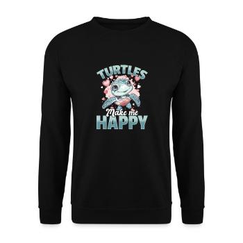 Drôle de tortue de mer Les tortues animales me rendent heureux - Sweat-shirt Unisexe - noir - Devant - Alina (178cm) & Michal (187cm)