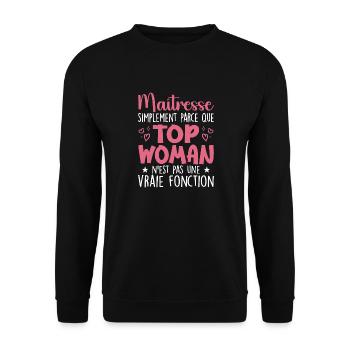 Maîtresse Top Woman - Cadeau Maîtresse - Sweat-shirt Unisexe - noir - Devant - Alina (178cm) & Michal (187cm)