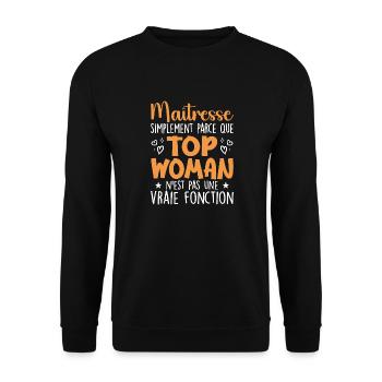 Maîtresse Top Woman - Cadeau Maîtresse - Sweat-shirt Unisexe - noir - Devant - Alina (178cm) & Michal (187cm)