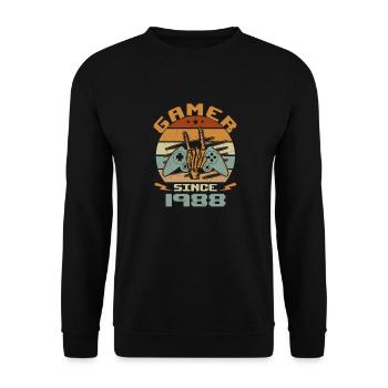 Gamer seit 1988 - Gaming Geburtstagsgeschenk 1988 - Unisex Pullover - Schwarz - Vorne - Alina (178cm) & Michal (187cm)