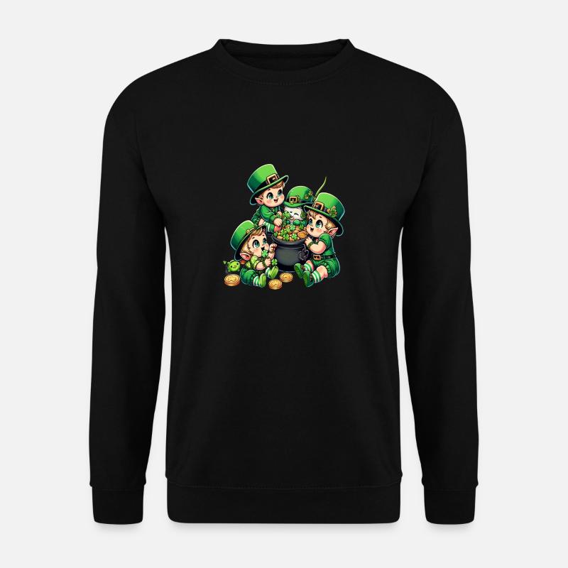 Glückliche Leprechaun (Irischer Kobold)-Babys - Unisex Pullover - Schwarz