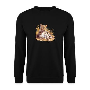 Amur Leopard Amurleoparden Amurleopard - Unisex Sweatshirt - black - Front - Alina (178cm) & Michal (187cm)