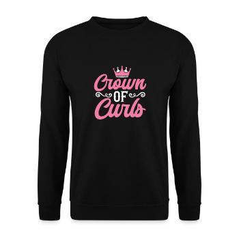 Lockiges Haar Afro Locken Natürliches Haar - Unisex Pullover - Schwarz - Vorne - Alina (178cm) & Michal (187cm)