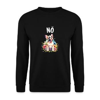 Französische Bulldogge Spruch Nö Hundeliebhaber - Unisex Pullover - Schwarz - Vorne - Alina (178cm) & Michal (187cm)
