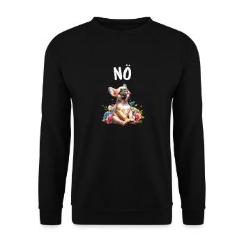 Französische Bulldogge Spruch Nö Hundeliebhaber - Unisex Pullover - Schwarz - Vorne - Alina (178cm) & Michal (187cm)