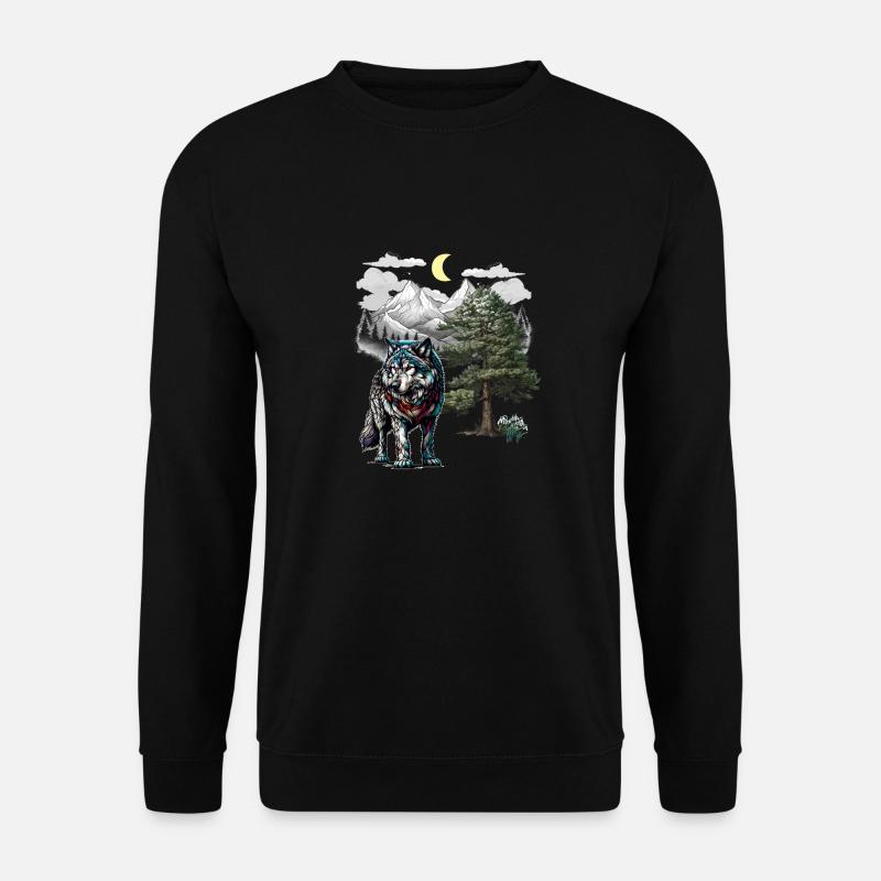 Wolf Wolves Nature Mountains - Unisex Sweatshirt - black