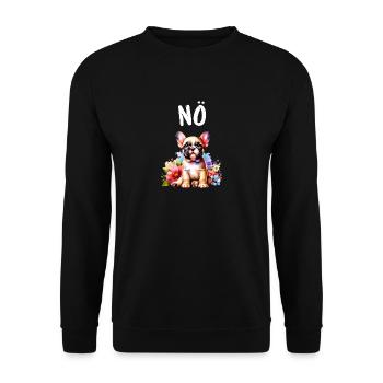 Französische Bulldogge Spruch Nö Hundeliebhaber - Unisex Pullover - Schwarz - Vorne - Alina (178cm) & Michal (187cm)