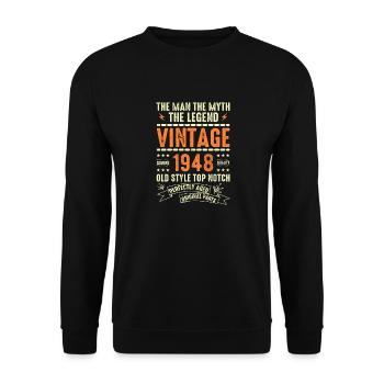1948 Jubiläumsgeschenk Jahrgang 1948 Vintage 1948 - Unisex Pullover - Schwarz - Vorne - Alina (178cm) & Michal (187cm)