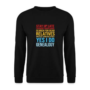 Stammbaum Genealogie - Unisex Pullover - Schwarz - Vorne - Alina (178cm) & Michal (187cm)