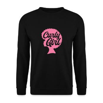 Lockiges Haar Afro Locken Natürliches Haar - Unisex Pullover - Schwarz - Vorne - Alina (178cm) & Michal (187cm)