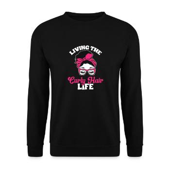 Lockiges Haar Afro Locken Natürliches Haar - Unisex Pullover - Schwarz - Vorne - Alina (178cm) & Michal (187cm)