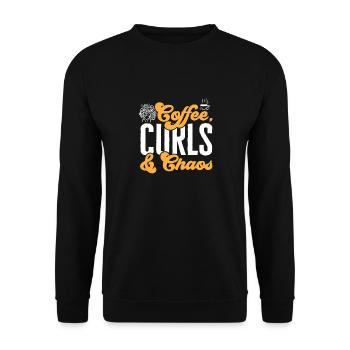 Lockiges Haar Afro Locken Natürliches Haar - Unisex Pullover - Schwarz - Vorne - Alina (178cm) & Michal (187cm)