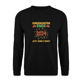 13 Klasse Schulkind Schulanfang Kindergarten Kita - Unisex Pullover - Schwarz - Vorne - Alina (178cm) & Michal (187cm)