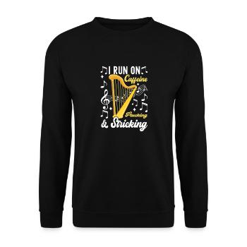 Harfe Design Für Harfenspieler - Unisex Pullover - Schwarz - Vorne - Alina (178cm) & Michal (187cm)