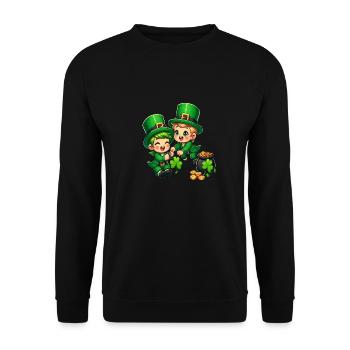 Playful Leprechaun (Irish Leprechaun) Duo - Unisex Sweatshirt - black - Front - Alina (178cm) & Michal (187cm)